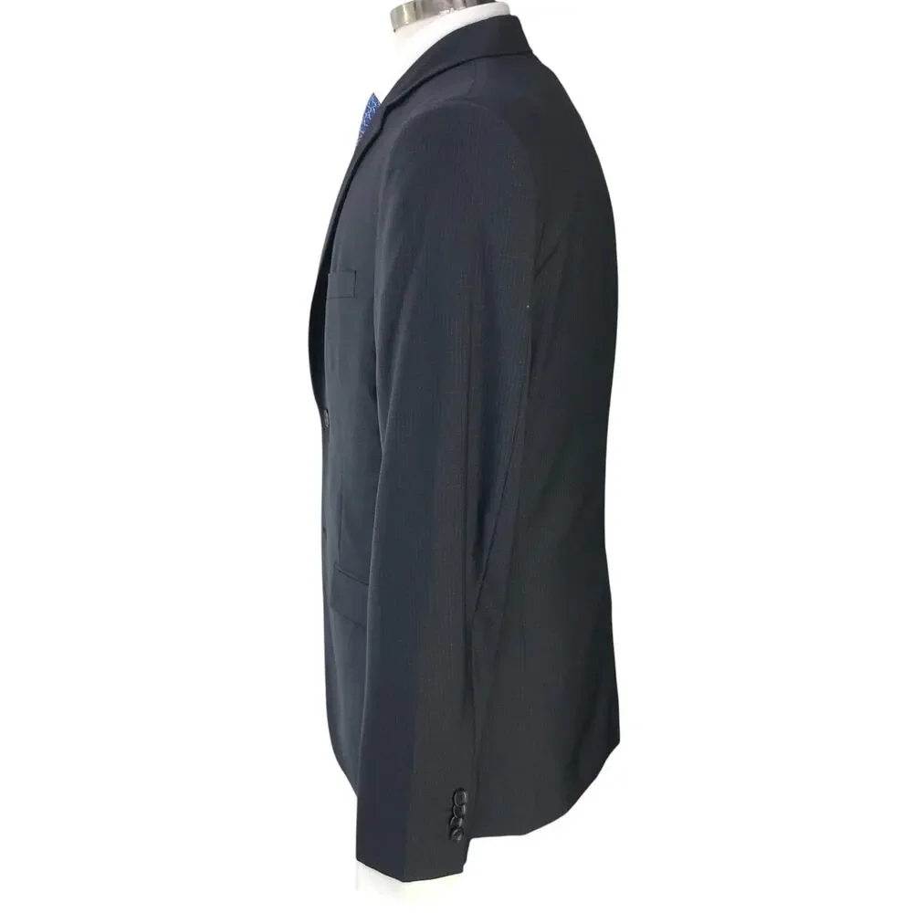 Theory Mens Size 40R Sport Coat Wellar Blazer Jacket Slim Fit Micro Check Black